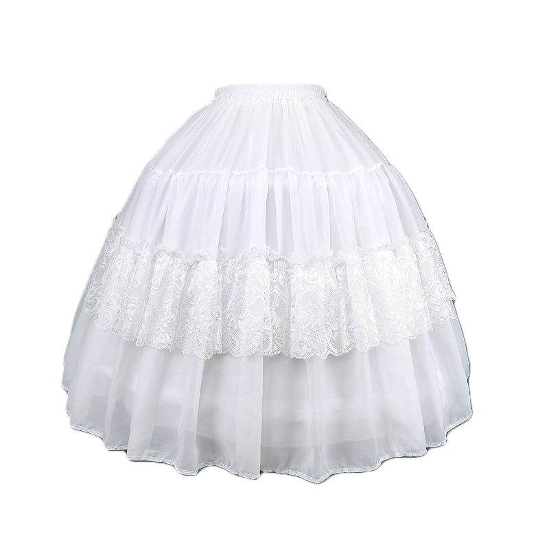 Lolita Petticoat White Adjustable Fishbone Midi Crinoline Cage Skirt for Daily Tea Party
