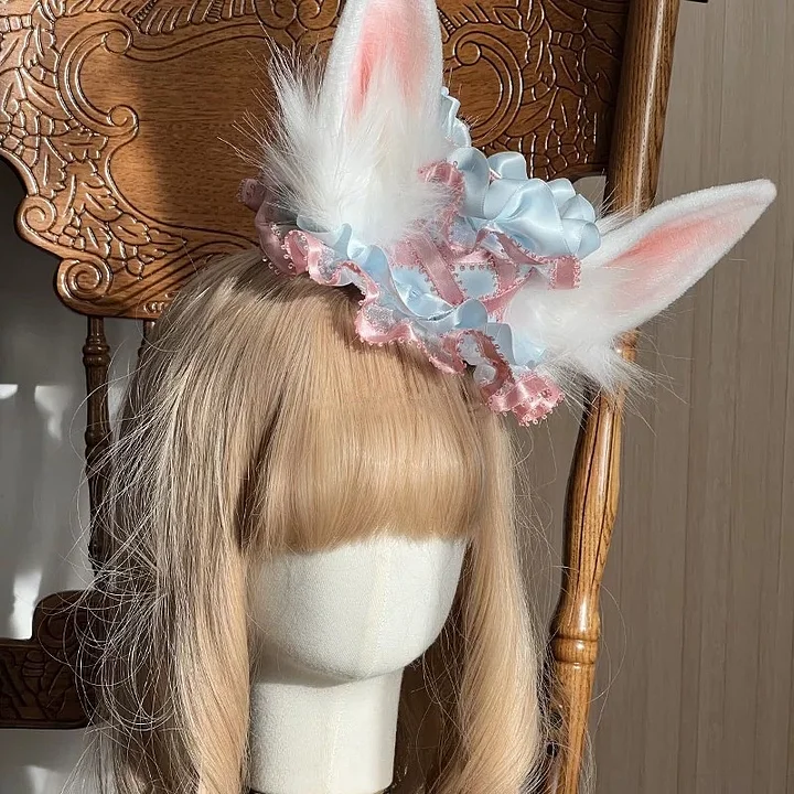 Lolita Hair Accessories Pink-blue Handmade Sweet BNT Bow Headband Kawaii Headwear