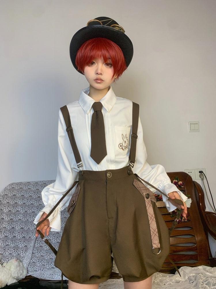 Ouji Fashion Lolita Shirt Vest Overalls Prince Spring Summer Set TOP Blouse