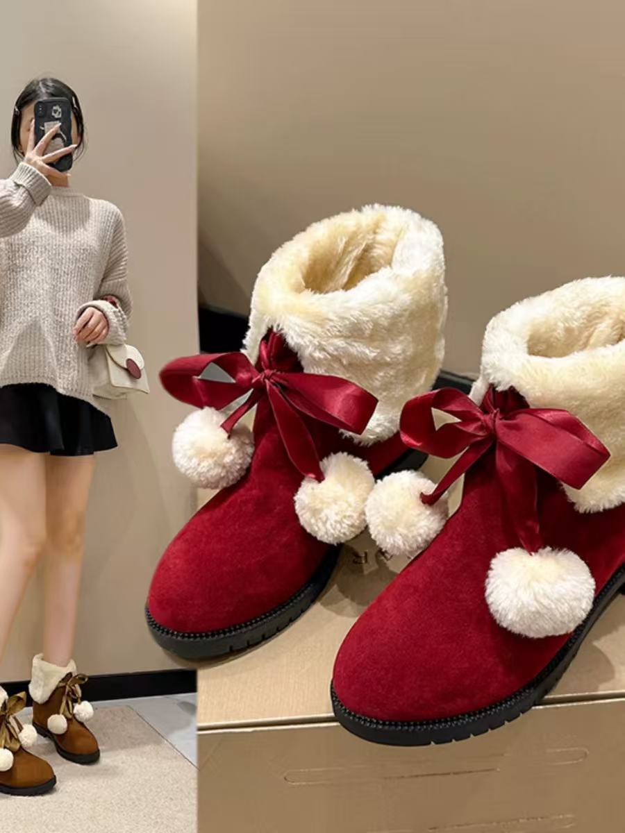Design Concept:
These delightful Lolita boots combine cozy comfort with playful charm. Made from soft, furry materials, each pair features an adorable pom-pom accent for a sweet, whimsical touch. The mid-height heel provides subtle lift while ensuring stability for daily wear. Perfect for completing cute and cozy Lolita outfits, these boots are available in three versatile colors—brown, red, and black—making them easy to match with a variety of coordinates.