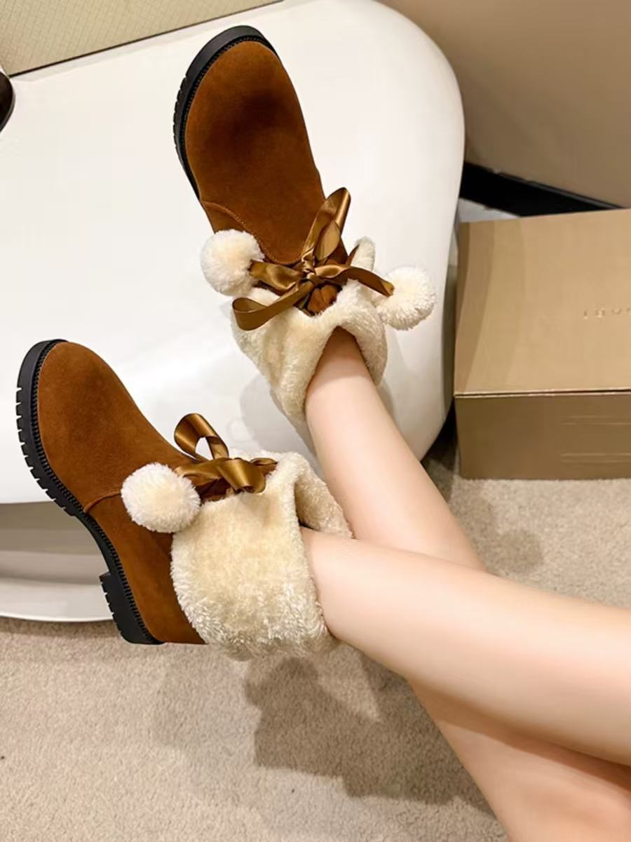 Design Concept:
These delightful Lolita boots combine cozy comfort with playful charm. Made from soft, furry materials, each pair features an adorable pom-pom accent for a sweet, whimsical touch. The mid-height heel provides subtle lift while ensuring stability for daily wear. Perfect for completing cute and cozy Lolita outfits, these boots are available in three versatile colors—brown, red, and black—making them easy to match with a variety of coordinates.