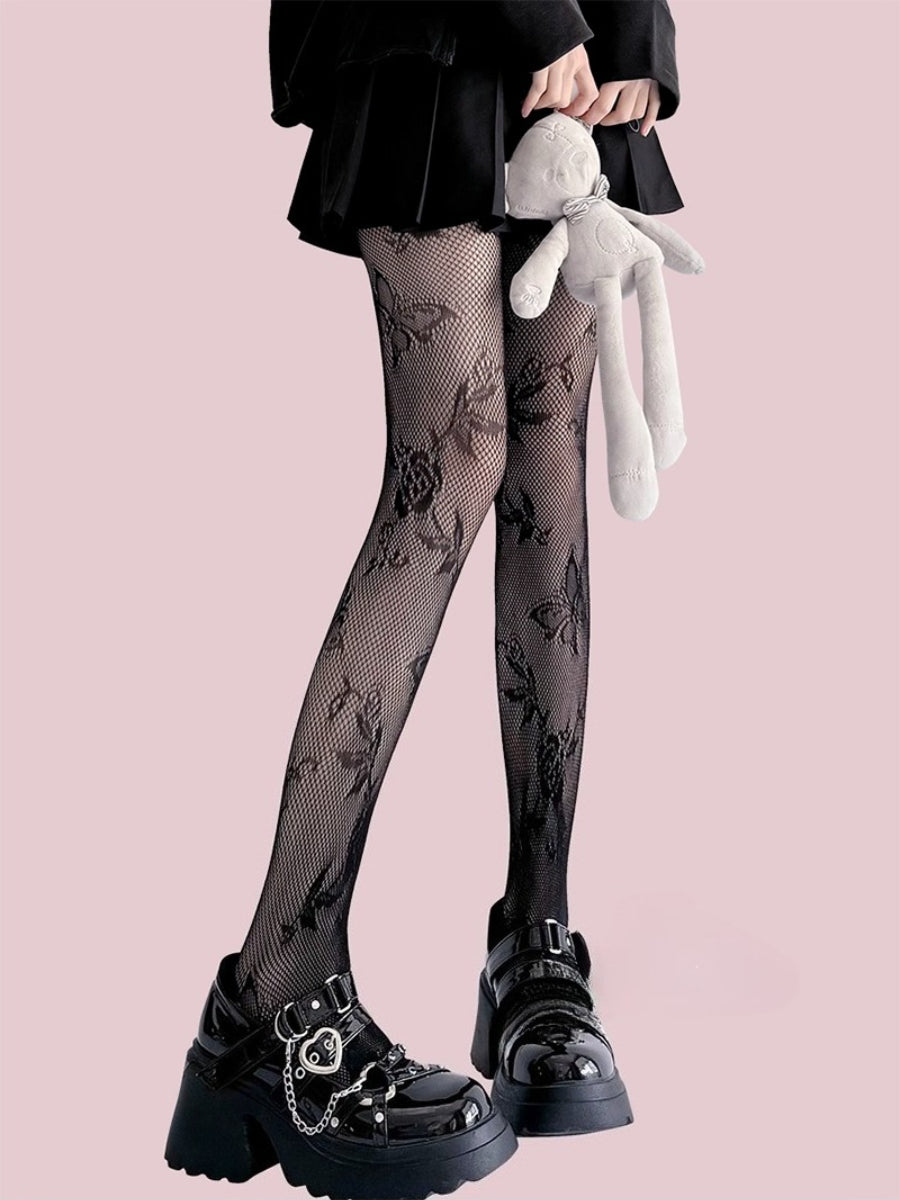 Design Concept:
These Lolita stockings are sheer pantyhose designed in black and white, featuring delicate lace and a charming butterfly pattern. Crafted for a soft, Japanese-inspired “pure” Lolita aesthetic, they add a subtle touch of elegance and allure to any outfit. Perfect as a base layer or for cosplay styling, these stockings combine comfort with a lightweight, breathable design, making them ideal for daily wear or special occasions.