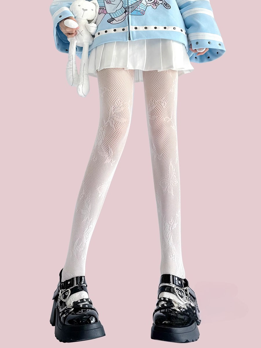 Design Concept:
These Lolita stockings are sheer pantyhose designed in black and white, featuring delicate lace and a charming butterfly pattern. Crafted for a soft, Japanese-inspired “pure” Lolita aesthetic, they add a subtle touch of elegance and allure to any outfit. Perfect as a base layer or for cosplay styling, these stockings combine comfort with a lightweight, breathable design, making them ideal for daily wear or special occasions.