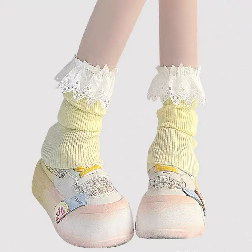 Design Concept:
These Lolita stockings feature a light and breathable thin design, perfect for creating a soft Japanese-inspired cute look. The layered slouch style with delicate lace details adds a playful and elegant touch to any Lolita outfit. With a mid-calf length of about 30cm, they are comfortable for daily wear and easy to style across seasons. Available in five colors: cream yellow, red, black, light blue, and white.