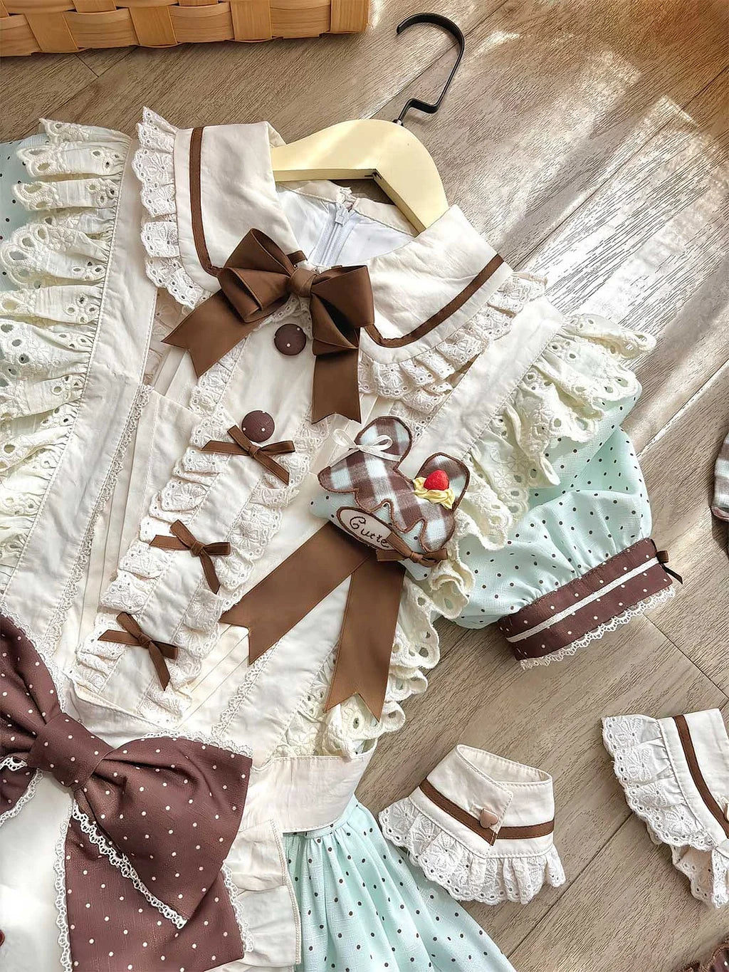 Mint Chocolate Op Tea Party Fashion Whimsical Bunny Themed Lolita Set Cake Dress