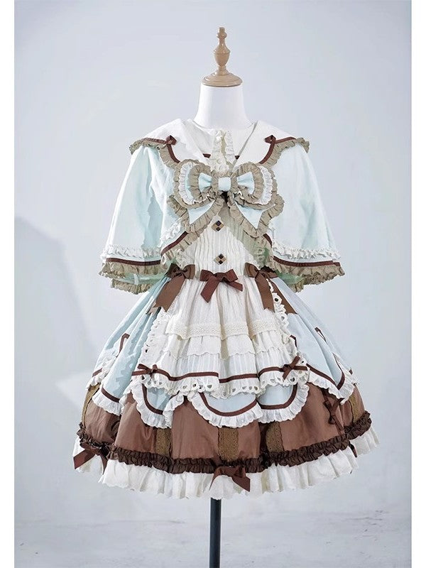 Mint Chocolate Sweet Girl Doll Tea Party Fashion Dramatic Ruffle Cake Dress