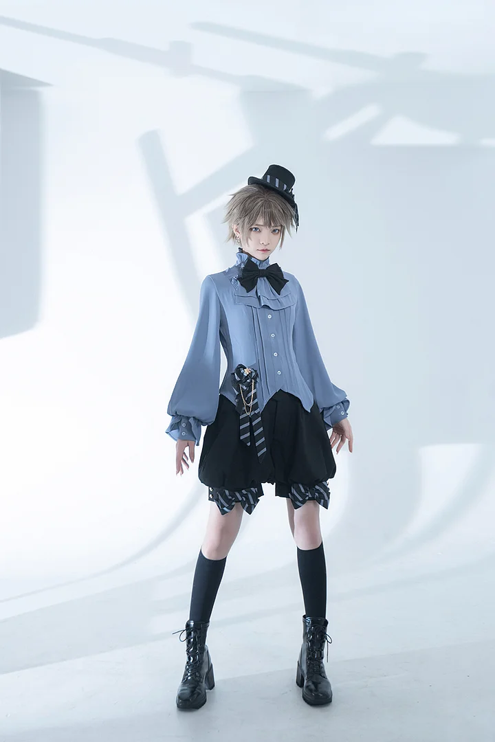 Ouji Fashion Lolita Prince Hood Long Vest Shorts Set Vintage Gothic