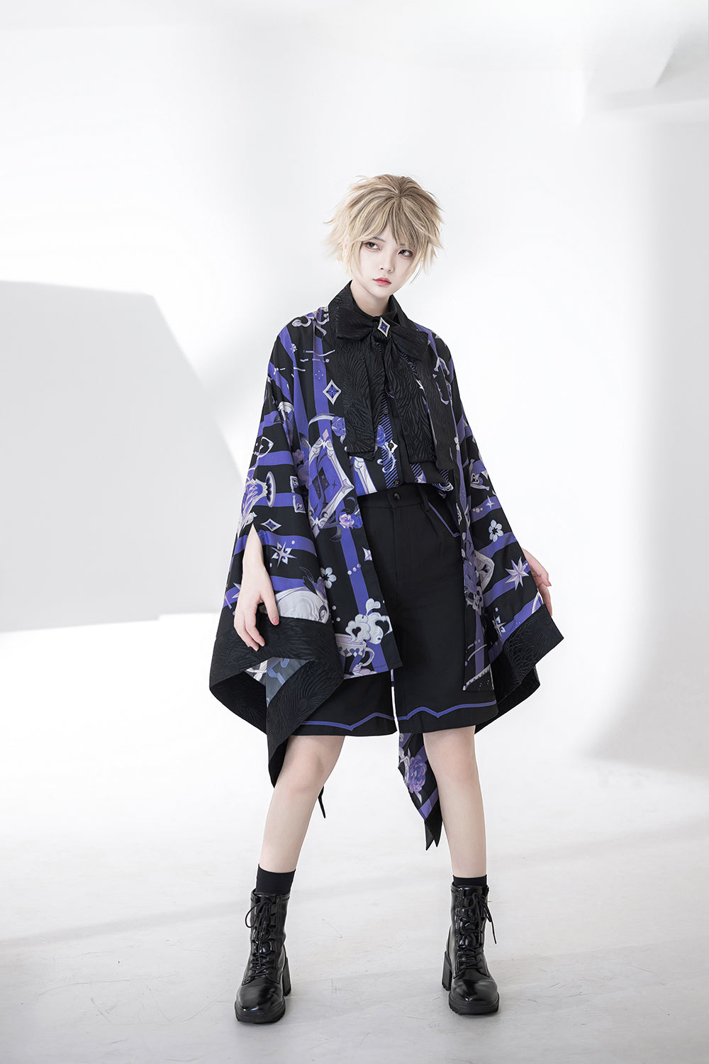 Ouji Fashion Summer Princess Chronicles Purple Accent Black Shirt Shorts Set