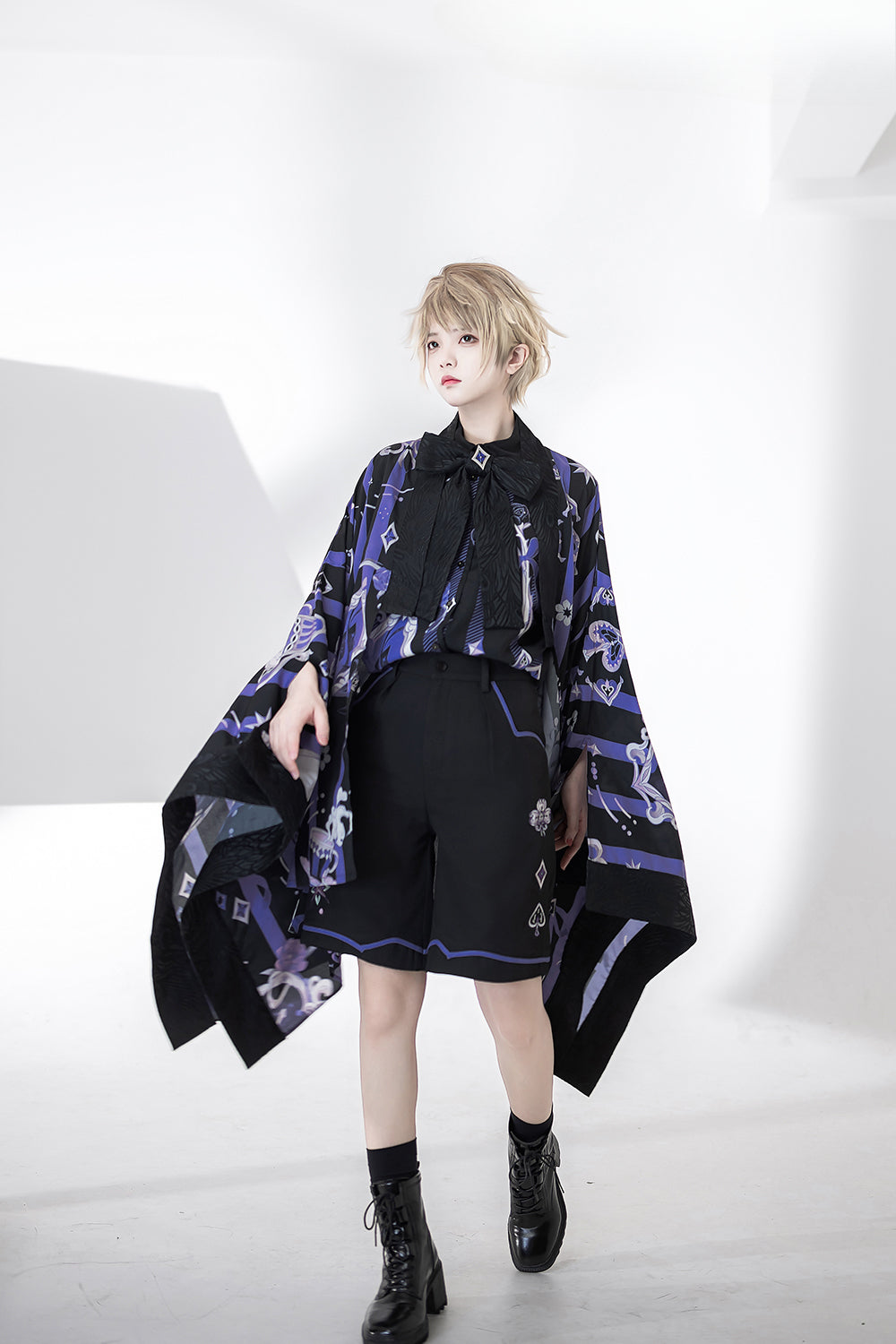 Ouji Fashion Summer Princess Chronicles Purple Accent Black Shirt Shorts Set