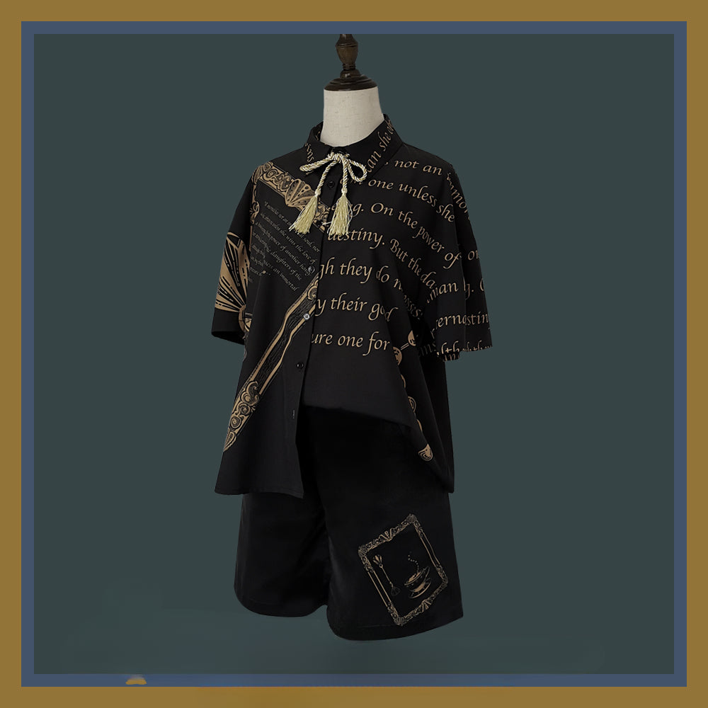 Ouji Fashion Summer Princess Chronicles White Gold Accent Shirt Shorts Set