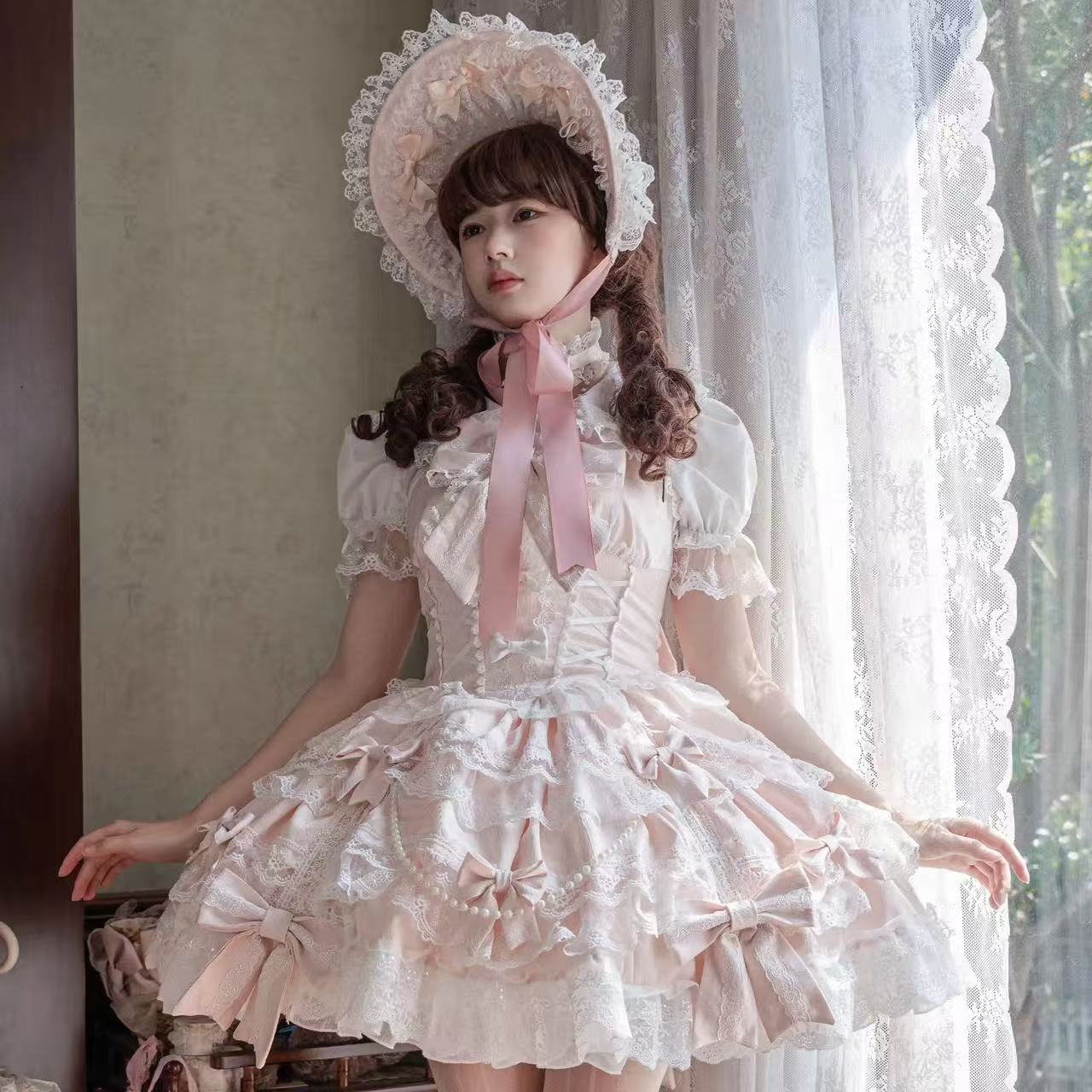 Design Concept:
Step into a world of sweet elegance with this Sweet Lolita pink JSK dress. Featuring a sleeveless design, layered ruffles, delicate bows, and intricate lace detailing, it radiates a charming and princess-like aesthetic. Enhanced with elegant and romantic touches, the flowing silhouette creates a graceful and dreamy look, perfect for tea parties, photoshoots, or themed gatherings. Comfortable yet visually enchanting, this dress brings a touch of fairy-tale magic to any Lolita wardrobe, making