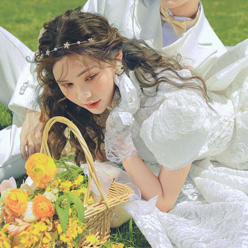 Wedding Lolita White French Court Trailing Princess High-end Dress Spring Summer Birthday Party Graduation Ceremony