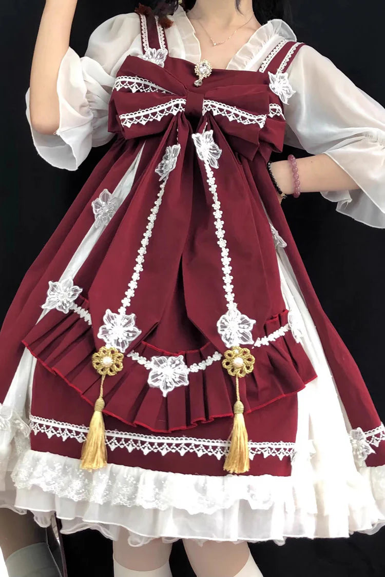 Design Concept:
This enchanting Qi Lolita JSK dress blends Chinese-inspired elements with a whimsical rainbow fairy aesthetic. Crafted from soft, high-quality fabric, the dress features a graceful silhouette, delicate ruffles, and subtle embroidered details that enhance its sweet and elegant charm. The full set includes a matching inner blouse and coordinating accessories, allowing for a complete outfit right out of the box. Available in three captivating colors—green, red, and black—this dress is perfect