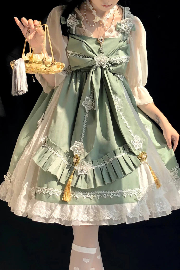 Design Concept:
This enchanting Qi Lolita JSK dress blends Chinese-inspired elements with a whimsical rainbow fairy aesthetic. Crafted from soft, high-quality fabric, the dress features a graceful silhouette, delicate ruffles, and subtle embroidered details that enhance its sweet and elegant charm. The full set includes a matching inner blouse and coordinating accessories, allowing for a complete outfit right out of the box. Available in three captivating colors—green, red, and black—this dress is perfect