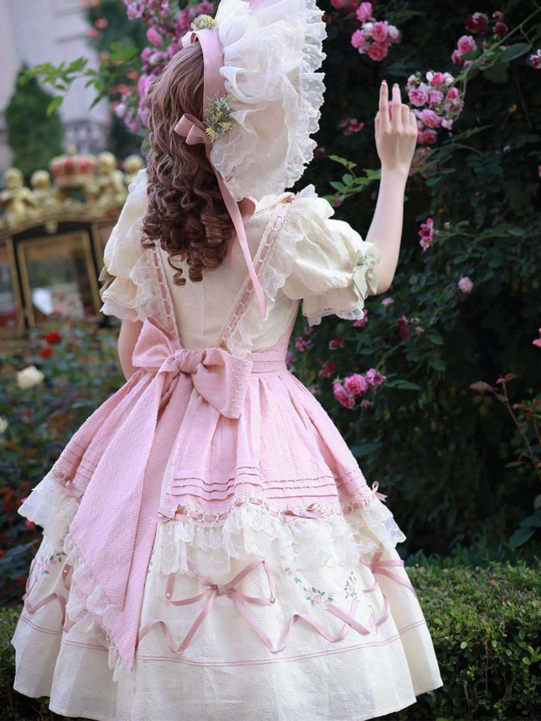 Rose Hime Lolita Tea Party Fashion Pink Dramatic Ruffled Silhouette Dress