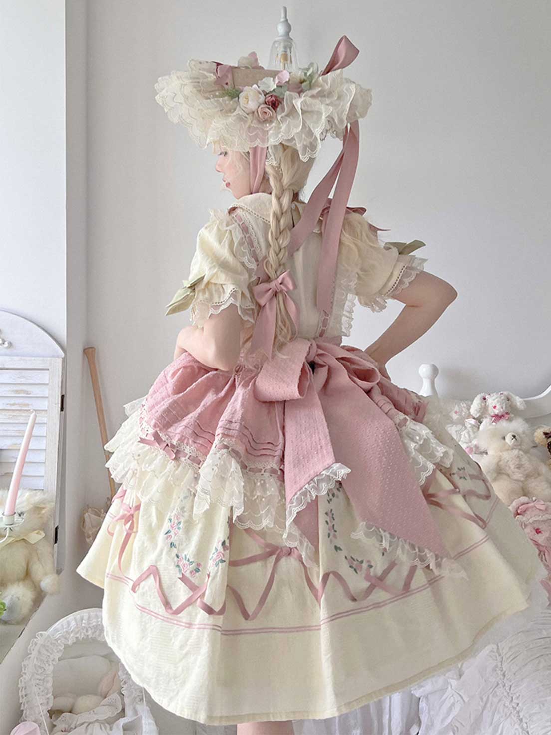 Rose Hime Lolita Tea Party Fashion Pink Dramatic Ruffled Silhouette Dress