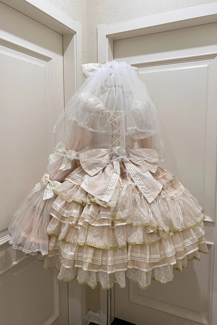 Design Concept:
Embrace luxurious sweetness with this Sweet Lolita apricot dress set. Featuring long flared sleeves, multi-layered ruffles, delicate bows, and intricate lace details, it exudes a gorgeous and refined Lolita charm. The flowing silhouette creates an elegant, princess-like effect, perfect for tea parties, photoshoots, or special occasions. Comfortable yet visually striking, this coordinated dress set brings a sophisticated and enchanting touch to any Lolita wardrobe, making it a versatile choic