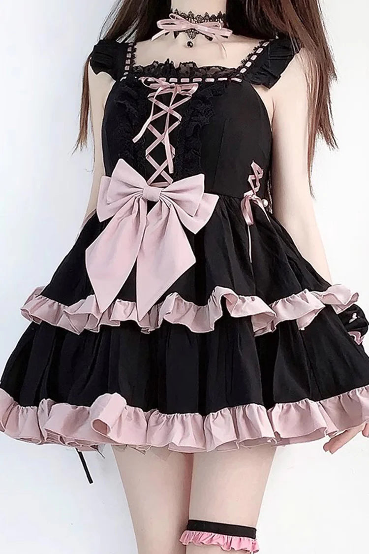Design Concept:
This Sweet Lolita JSK dress in black and pink features a two-tier frill design with charming ribbon tie-up details. The layered ruffles create a playful and elegant silhouette, perfectly capturing the sweet princess-inspired Lolita aesthetic. Crafted with attention to detail, this dress is ideal for cosplay, special occasions, or adding a whimsical touch to your everyday Lolita wardrobe.