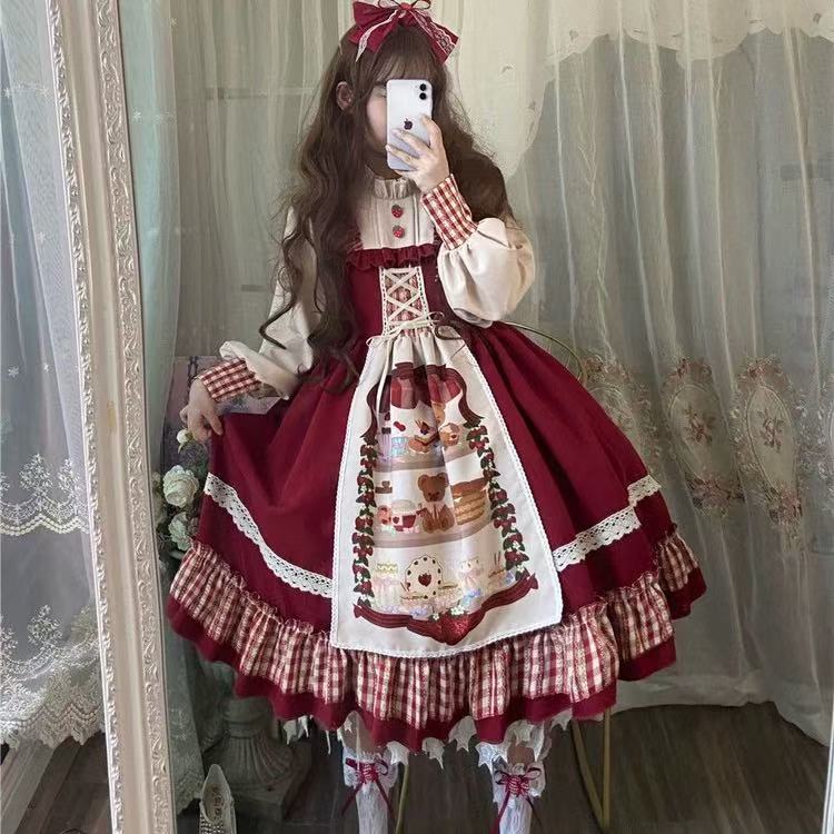 Design Concept:
This Sweet Lolita charming red Christmas dress features a cute and festive style with long sleeves, combining warmth and elegance for a perfect holiday look. Product Details: The product includes one dress, designed to offer a sweet and charming Lolita outfit ideal for Christmas events or special occasions.