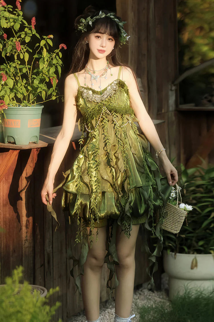 Design Concept:
Bring a touch of nature-inspired charm to your Lolita wardrobe with this Sweet Lolita green JSK dress set. Featuring delicate leaf embellishments, asymmetrical ruffles, and a flowing silhouette, it combines whimsical elegance with playful sweetness. The soft fabric ensures comfort while maintaining a graceful fit, making it perfect for tea parties, photoshoots, or themed gatherings. This versatile set adds a fresh, enchanting feel to any Lolita coordinate, capturing the essence of dreamy, ga