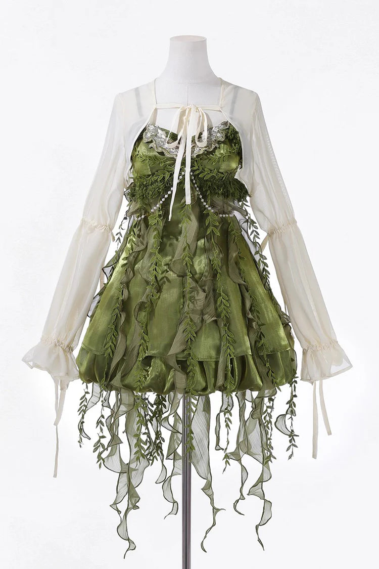 Design Concept:
Bring a touch of nature-inspired charm to your Lolita wardrobe with this Sweet Lolita green JSK dress set. Featuring delicate leaf embellishments, asymmetrical ruffles, and a flowing silhouette, it combines whimsical elegance with playful sweetness. The soft fabric ensures comfort while maintaining a graceful fit, making it perfect for tea parties, photoshoots, or themed gatherings. This versatile set adds a fresh, enchanting feel to any Lolita coordinate, capturing the essence of dreamy, ga