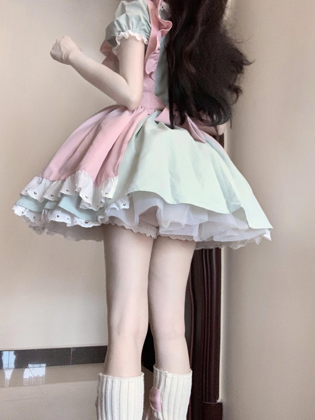 Sweet Lolita Ice Cream Motif Green-Pink Layer Dress cake dress