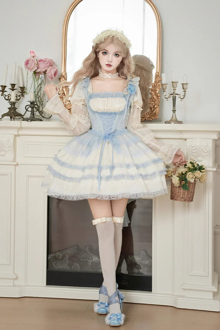 Design Concept:
Step into timeless charm with this Sweet Lolita ivory mini dress, featuring a delicate square neckline and puff sleeves for a graceful, doll-like silhouette. The layered ruffles add a touch of sweetness, while the built-in corset design enhances shape and elegance. Crafted with soft lace and refined details, this short dress captures the essence of Lolita fashion, making it ideal for tea parties, photoshoots, or everyday fairytale styling. Its ivory shade adds a classic and versatile touch,