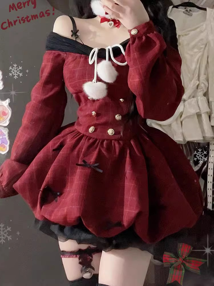 Design Concept:
Celebrate festive occasions in style with this Sweet Lolita off-shoulder dress in a rich red hue. The long sleeves and flared silhouette create a charming and elegant look, while the high-quality fabric ensures comfort and a graceful drape. Perfect for birthday parties, New Year celebrations, or any special event where a cute and refined Lolita aesthetic is desired.