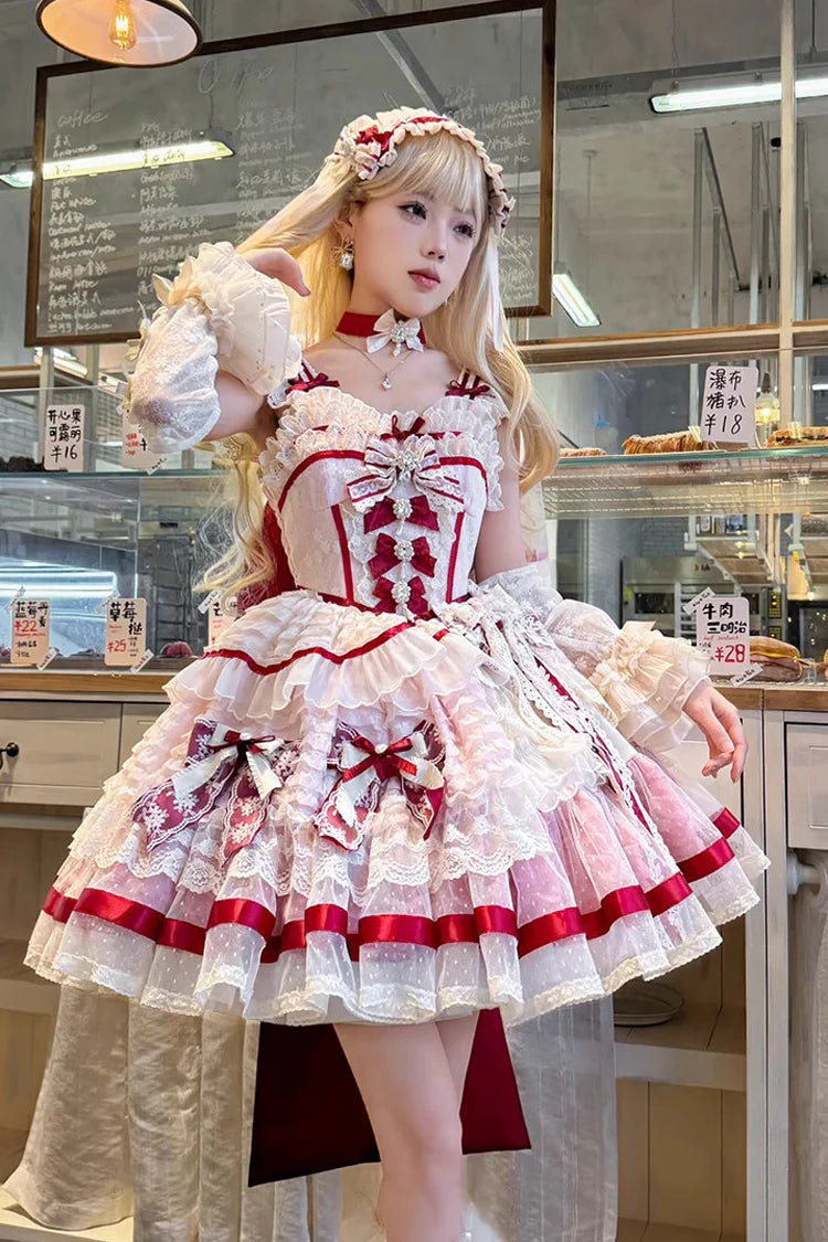 Design Concept:
This Sweet Lolita pink dress is designed with a sleeveless cut, layered frills, and exquisite embroidery, decorated with lace and dainty ribbon accents. The corset-inspired bodice shapes a graceful silhouette, combining sweetness with elegance. Ideal for gatherings, photo shoots, or Lolita fashion styling, this dress captures a romantic princess charm with delicate craftsmanship.