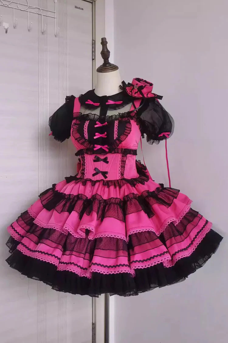Design Concept:
This Sweet Lolita dress in rose red features a layered design with delicate ribbon accents and lace detailing. The silhouette combines elegance with a sweet, charming aesthetic, perfectly capturing the playful and feminine Lolita style. Ideal for special occasions, cosplay, or daily wear, this dress brings a whimsical and princess-inspired touch to any outfit.