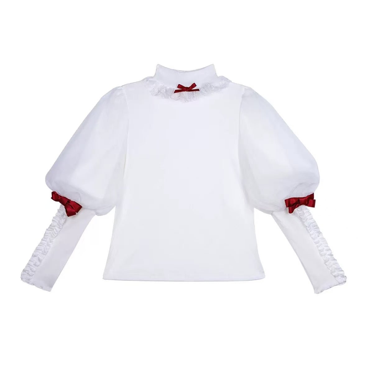 Sweet Lolita Set White Red Accent Outfit Top with Dress Christmas New Year Winter Style