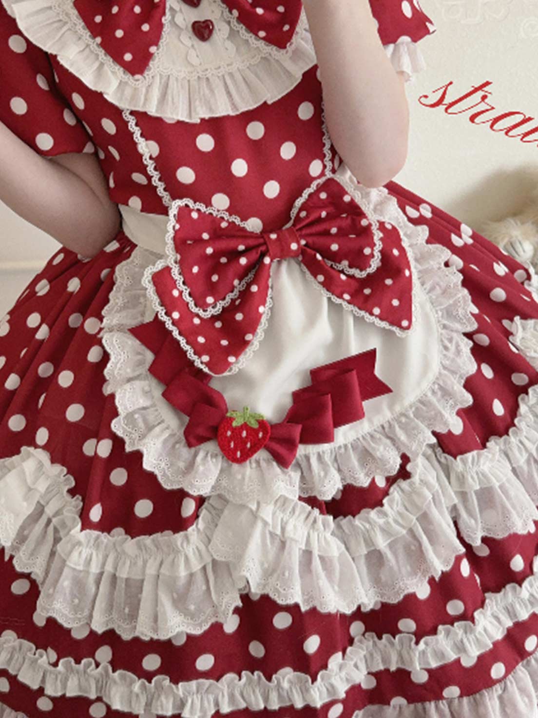 Sweet Lolita Tea Party Fashion Polka Dot Bow  Cake Dress Ruffled Dress