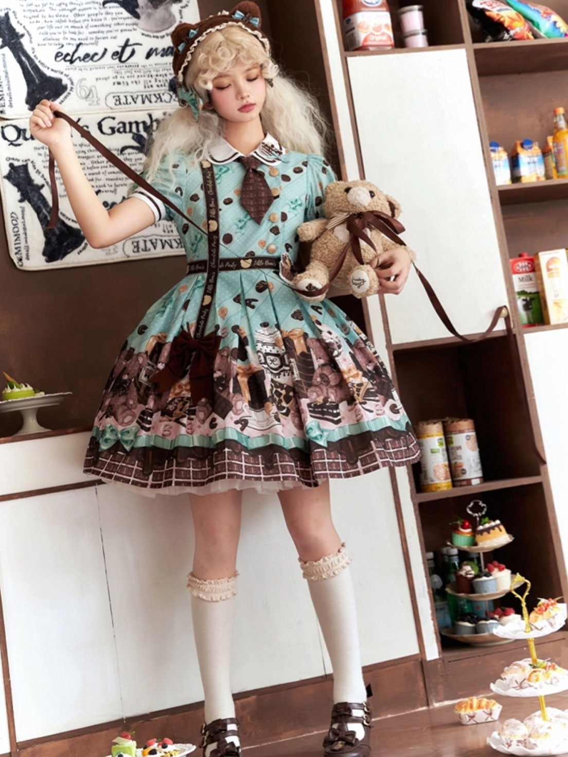 Tea Party Fashion Chocolate Dress Sweet Lolita Dramatic Bear Themed Cake Dress