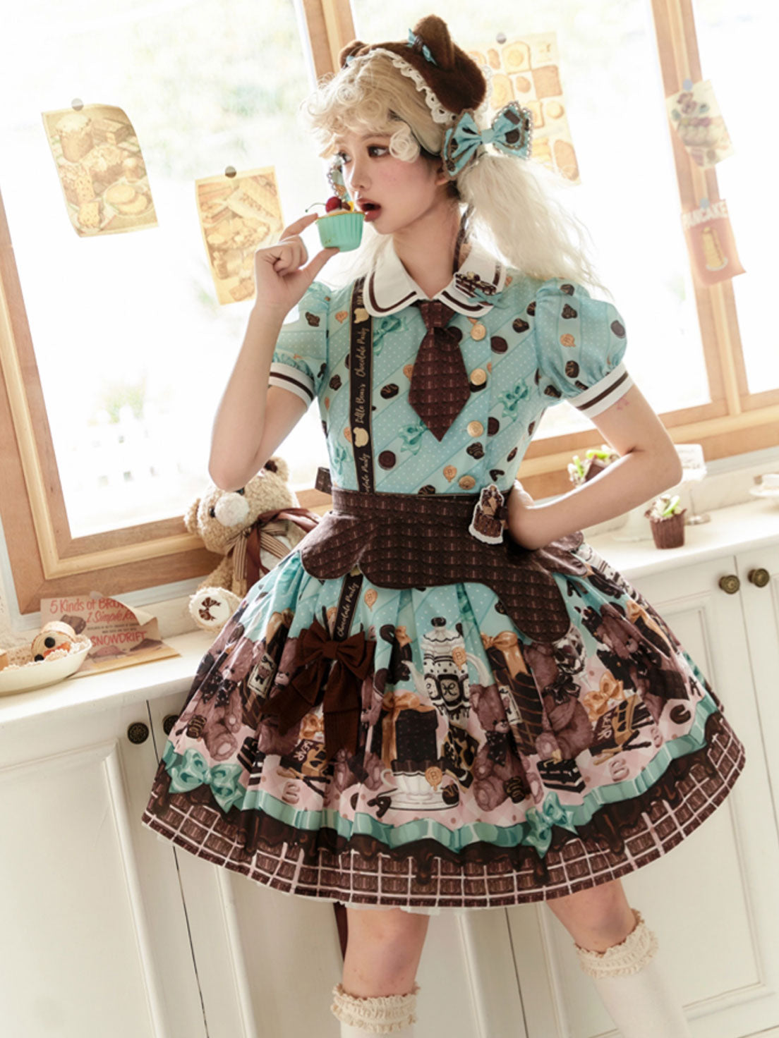 Tea Party Fashion Chocolate Dress Sweet Lolita Dramatic Bear Themed Cake Dress