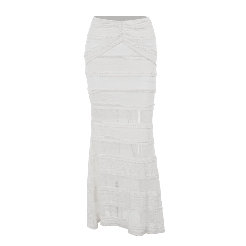 White Goth Dress Suit Women's Top Lace Fishtail Skirt Top Blouse