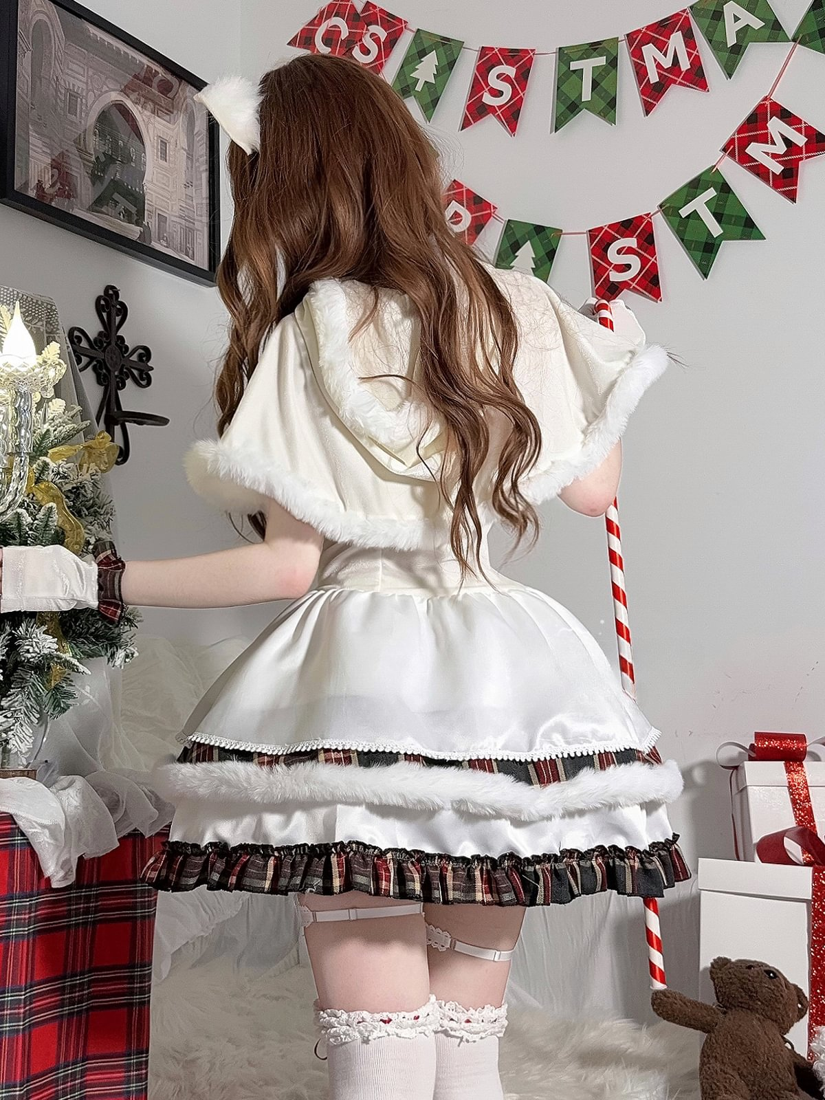 White Snow Princess Christmas Dress Autumn and Winter Atmospheric Clothing Lolita