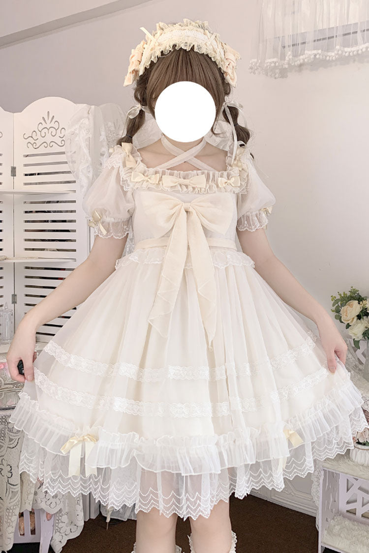 Ivory Ruffle Hanayome Bowknot Lace Sweet Princess Lolita Dress