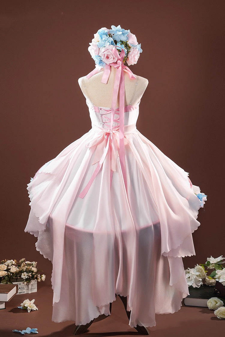 Pink Cardcaptor Sakura Sleeveless Bowknot Flower Fairy Sweet Anime Cosplay Lolita Jsk Dress Set