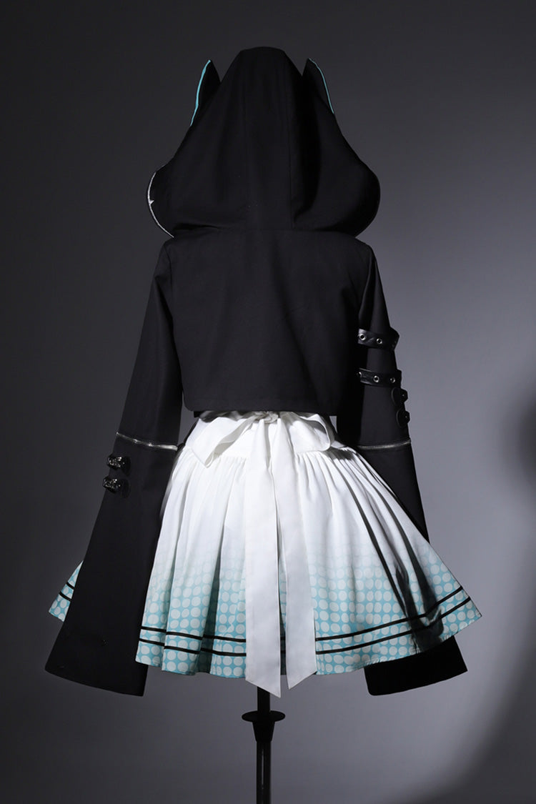 Black/White Electronic Cat Print Future Suit Gothic Cool Lolita Dress