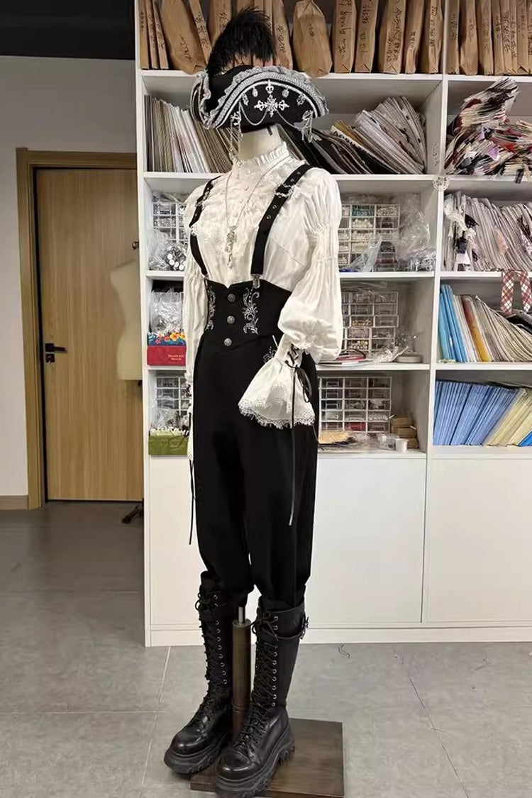Pirate Series Navigation Treasure Hunting Guide Stand Collar Embroidery Lolita Blouse 3 Colors