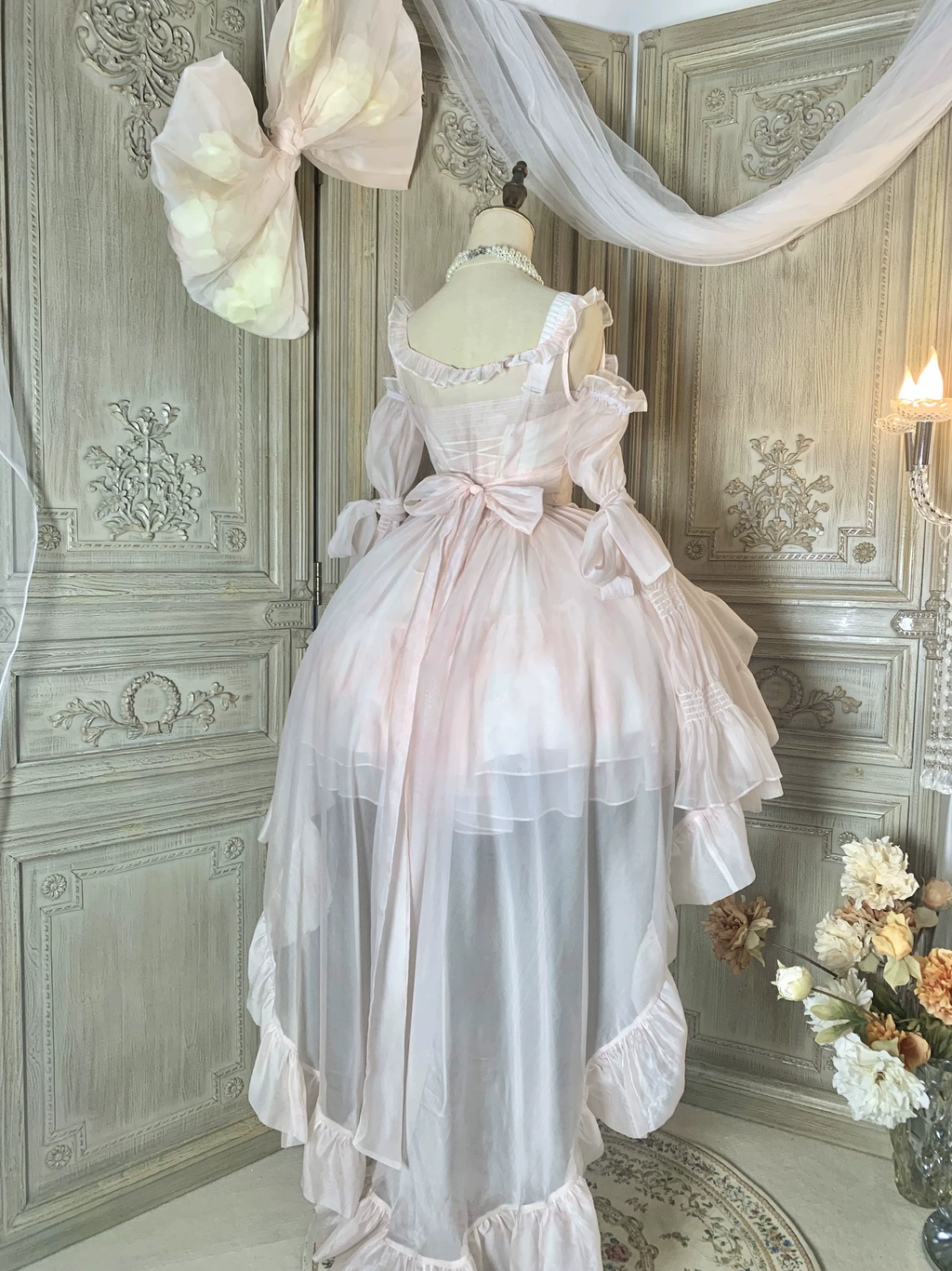 Pink Sleeveless Multi-Layered Ruffled Corset Big Bow Sweet Princess Ballet Lolita Jsk Dress