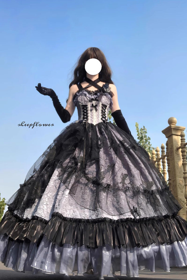 Medea Kiss Halloween Witch Ruffle Hanayome Bowknot Lace Gothic Lolita Jsk Dress 2 Colors