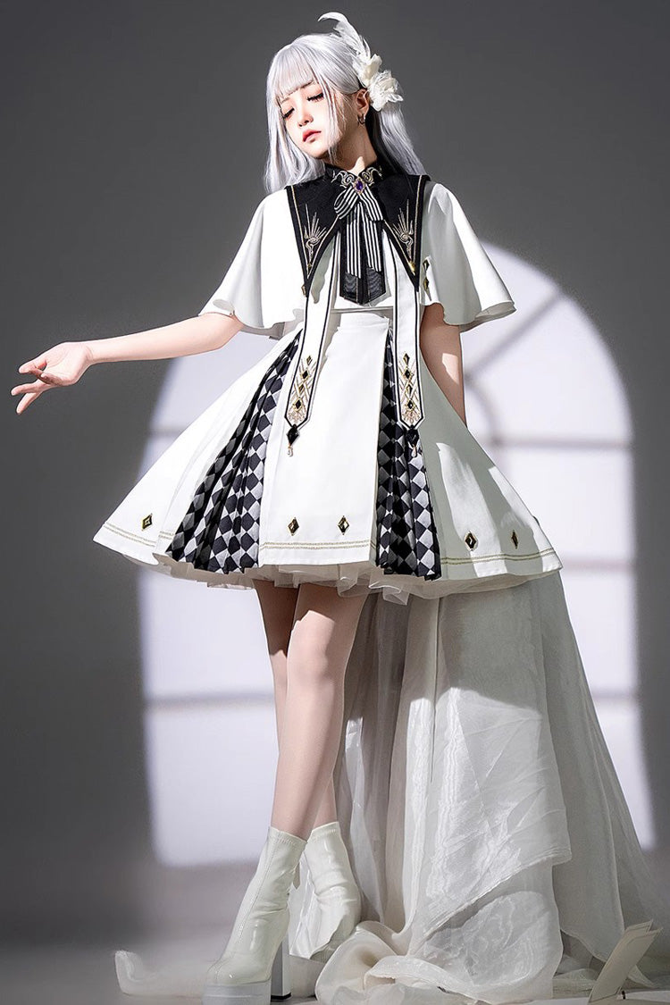 White Eye of Truth Magic Academy Diamond Print Stitching Gothic Lolita Jsk Dress