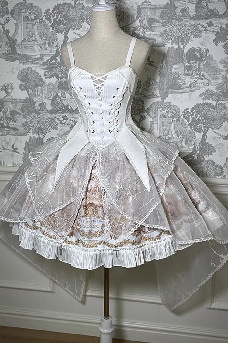 The Mystery Of The Doll Print Ruffle Bowknot Gothic Lolita Skirt Dress 2 Colors