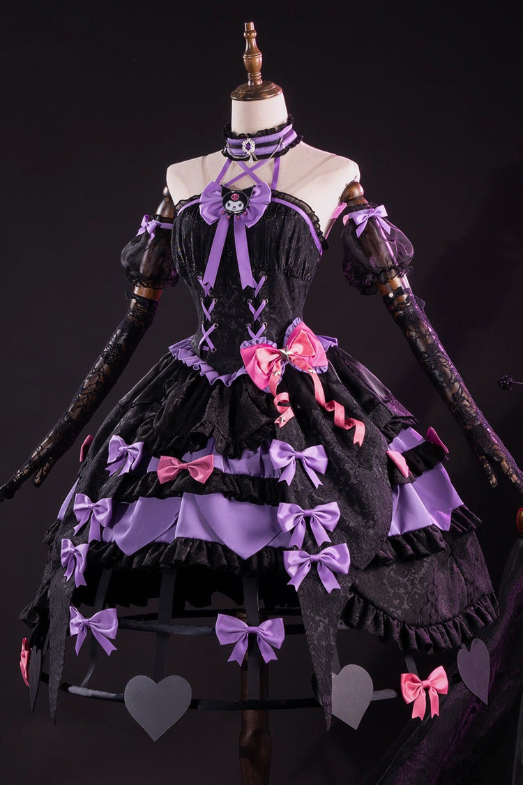 Black/Purple Identity V Ruffle Cardigan Bowknot Lace-Up Gothic Anime Cosplay Lolita Jsk Dress
