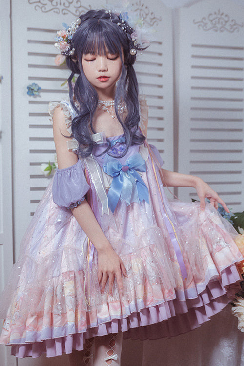 Multi-Color Matching Hand Sleeves High Waist Sweet Lolita JSK Dress