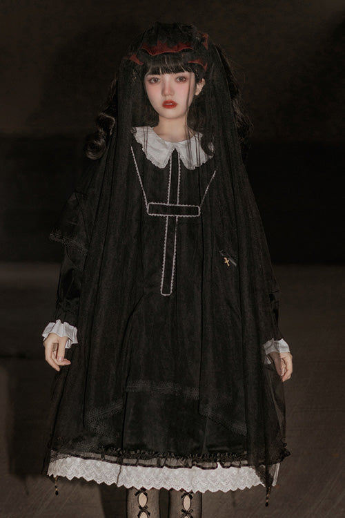 Black Doll Collar Long Sleeves Gothic Lolita Dress