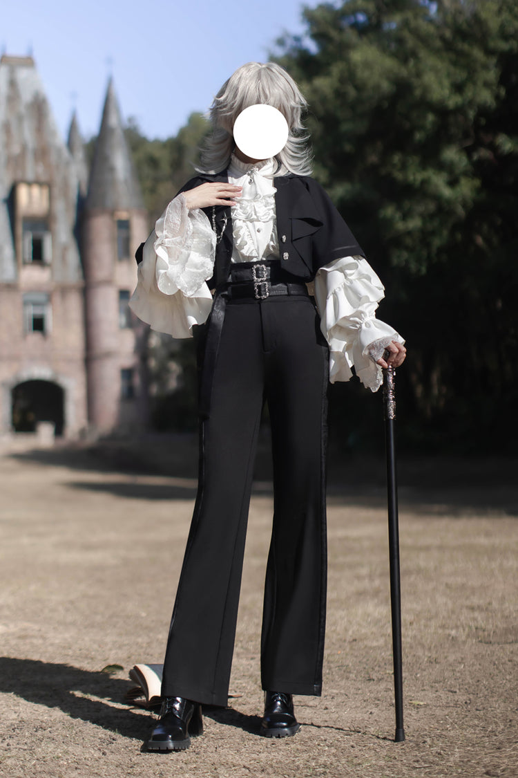 Black Day and Night Song Long Sleeves Ruffle Ouji Gothic Lolita Skirt Blouse