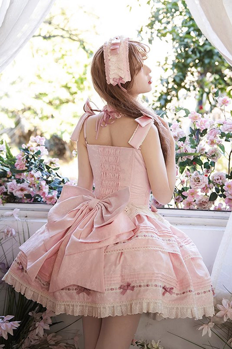 Pink Rose Theatre Double-Layered Ruffle Bowknot Lace Sweet Princess Ballet Lolita Jsk Dress