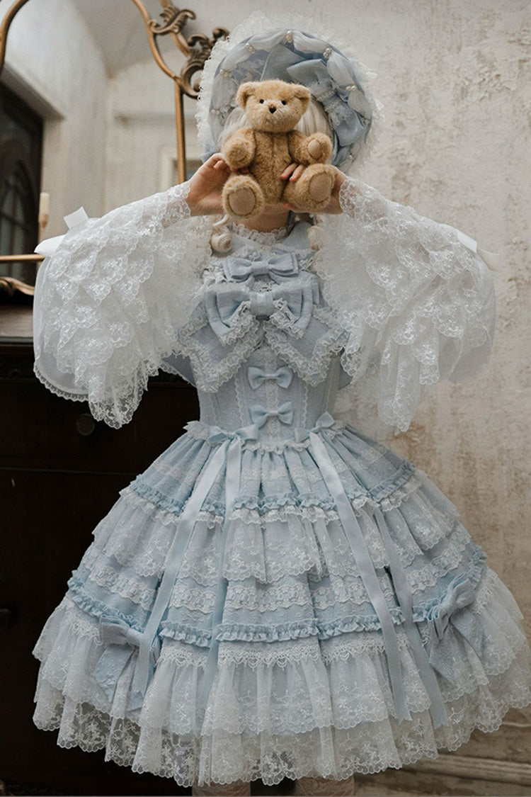 Blue Reinas Sleeveless Ruffle Bowknot Lace Sweet Lolita Jsk Dress